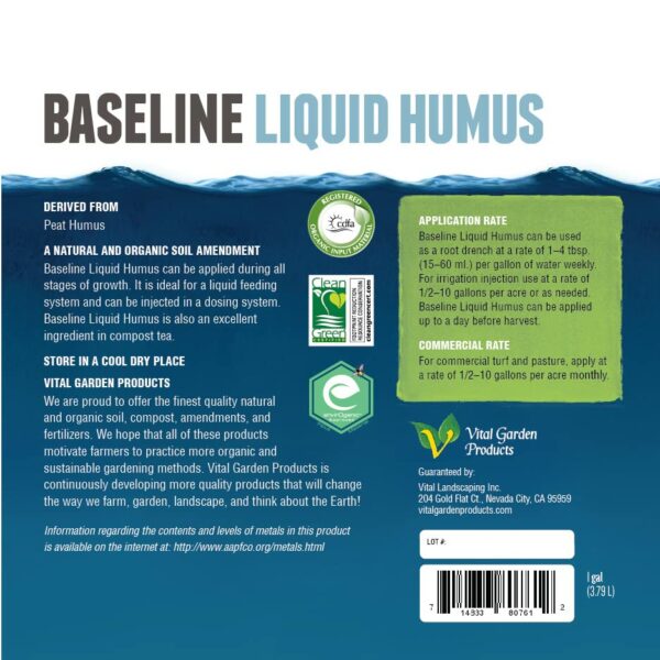 Baseline Liquid Humus 1 Gallon Jug - CDFA Organic Certified - Natural and Organic Liquid Humus Concentrate - Image 4