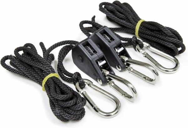 7FT Adjustable Nylon Rope Metal Ratchet Hangers (Pair of 1/8" (150LB Max))