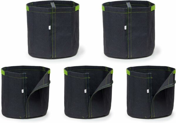 5pcs 1-Gallon Transplanter Fabric Pots/Breathable Planting Grow Bags w/Open-Lock-Strap & Handles (Black) - Image 16
